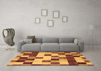 Machine Washable Abstract Brown Modern Rug, wshabs1565brn