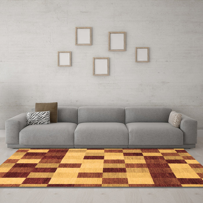 Machine Washable Abstract Brown Modern Rug in a Living Room,, wshabs1565brn
