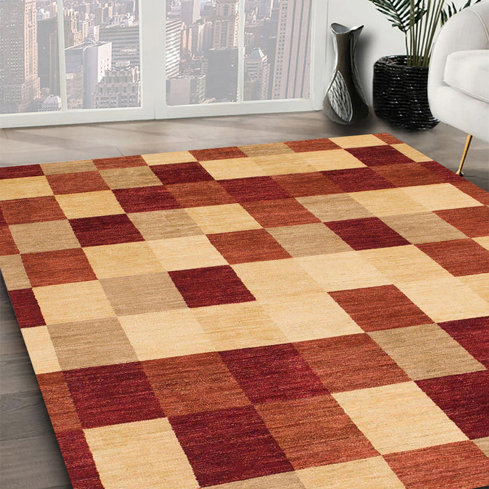Machine Washable Abstract Red Rug in a Family Room, wshabs1565