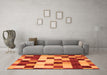 Machine Washable Abstract Orange Modern Area Rugs in a Living Room, wshabs1565org