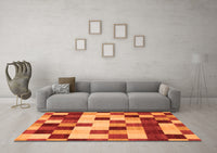 Machine Washable Abstract Orange Modern Rug, wshabs1565org