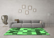 Machine Washable Abstract Emerald Green Modern Area Rugs in a Living Room,, wshabs1565emgrn