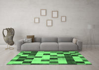 Machine Washable Abstract Emerald Green Modern Rug, wshabs1565emgrn