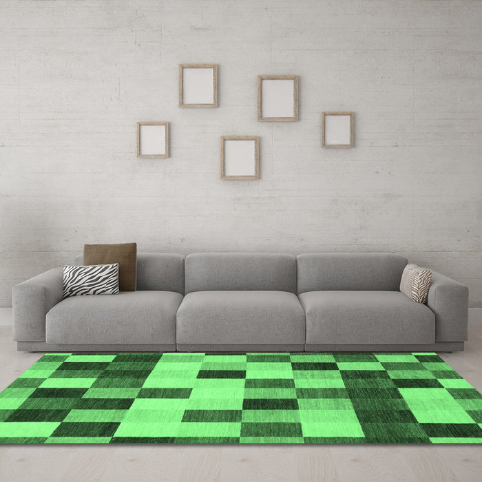 Machine Washable Abstract Emerald Green Modern Area Rugs in a Living Room,, wshabs1565emgrn