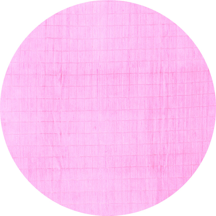 Round Machine Washable Solid Pink Modern Rug, wshabs1566pnk