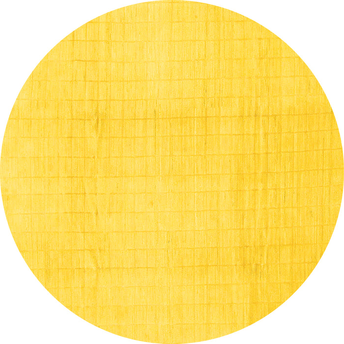 Round Machine Washable Solid Yellow Modern Rug, wshabs1566yw