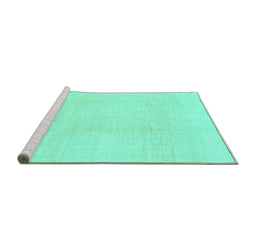 Sideview of Machine Washable Solid Turquoise Modern Area Rugs, wshabs1566turq
