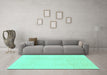 Machine Washable Solid Turquoise Modern Area Rugs in a Living Room,, wshabs1566turq