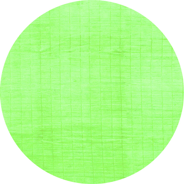 Round Machine Washable Solid Green Modern Area Rugs, wshabs1566grn