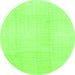 Round Machine Washable Solid Green Modern Area Rugs, wshabs1566grn