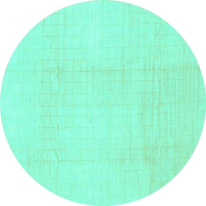 Round Machine Washable Solid Turquoise Modern Area Rugs, wshabs1566turq