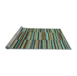 Sideview of Machine Washable Southwestern Light Blue Country Rug, wshabs1567lblu