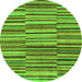 Round Machine Washable Southwestern Green Country Area Rugs, wshabs1567grn