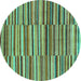 Round Southwestern Turquoise Country Rug, abs1567turq