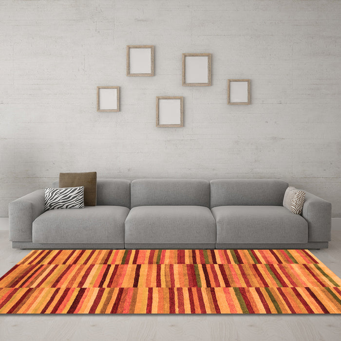 Machine Washable Southwestern Orange Country Area Rugs in a Living Room, wshabs1567org