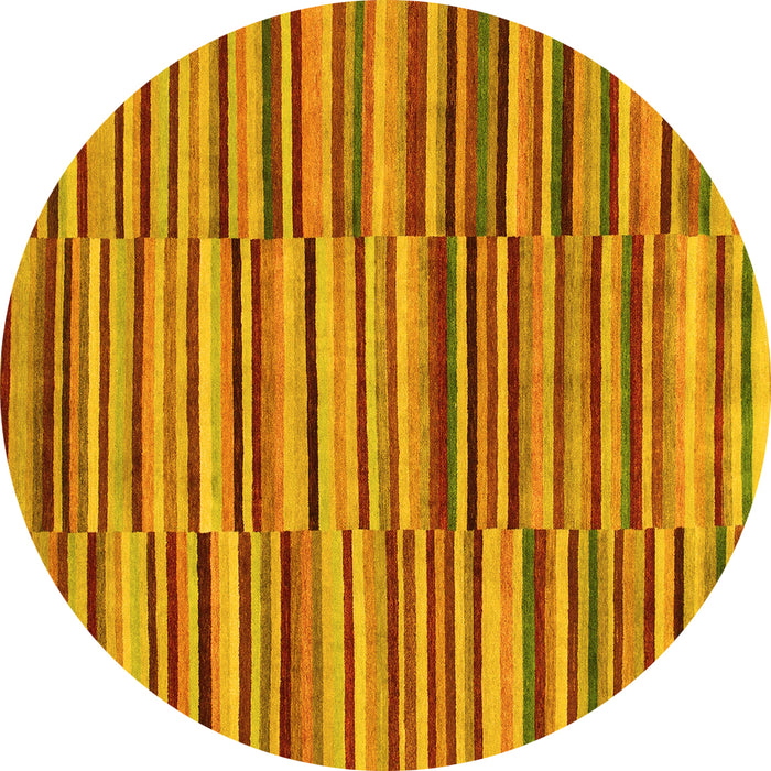 Round Southwestern Yellow Country Rug, abs1567yw