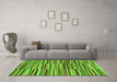 Machine Washable Southwestern Green Country Area Rugs in a Living Room,, wshabs1567grn