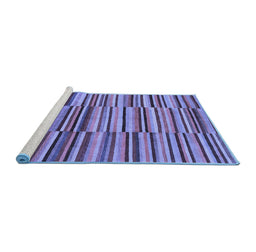 Sideview of Machine Washable Southwestern Blue Country Rug, wshabs1567blu