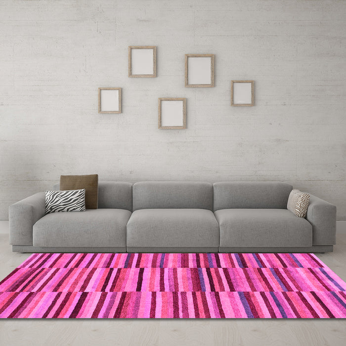 Machine Washable Southwestern Pink Country Rug in a Living Room, wshabs1567pnk