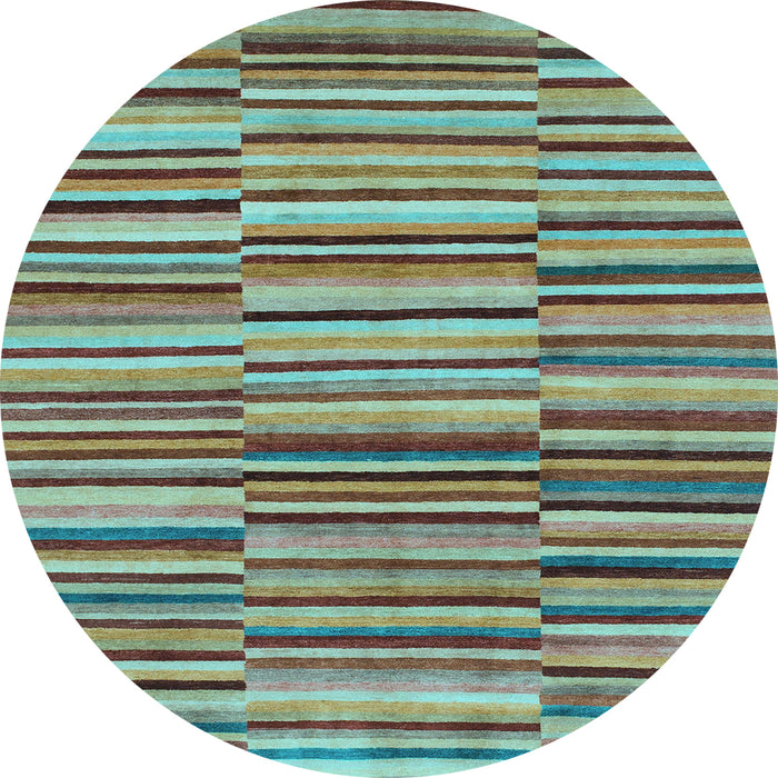 Round Southwestern Light Blue Country Rug, abs1567lblu