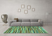 Machine Washable Southwestern Turquoise Country Area Rugs in a Living Room,, wshabs1567turq