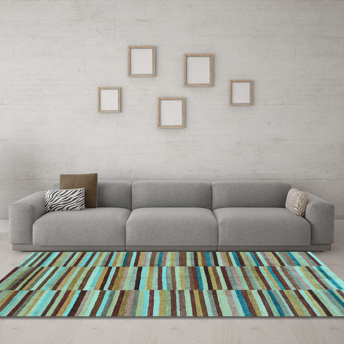 Machine Washable Southwestern Light Blue Country Rug in a Living Room, wshabs1567lblu