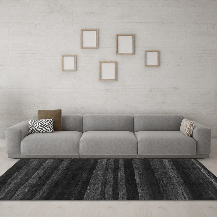 Machine Washable Abstract Gray Modern Rug in a Living Room,, wshabs1568gry