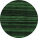 Round Machine Washable Abstract Emerald Green Modern Area Rugs, wshabs1568emgrn