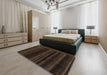 Machine Washable Abstract Dark Brown Rug in a Bedroom, wshabs1568