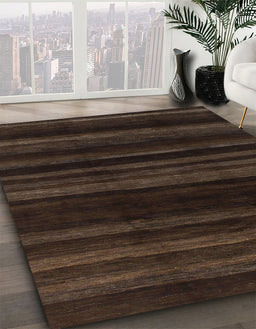 Machine Washable Abstract Dark Brown Rug in a Family Room, wshabs1568