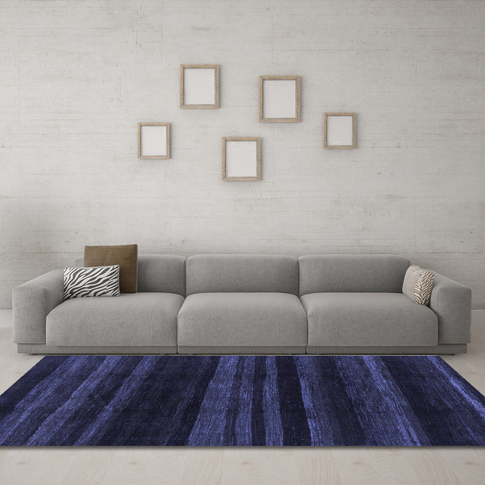 Machine Washable Abstract Blue Modern Rug in a Living Room, wshabs1568blu