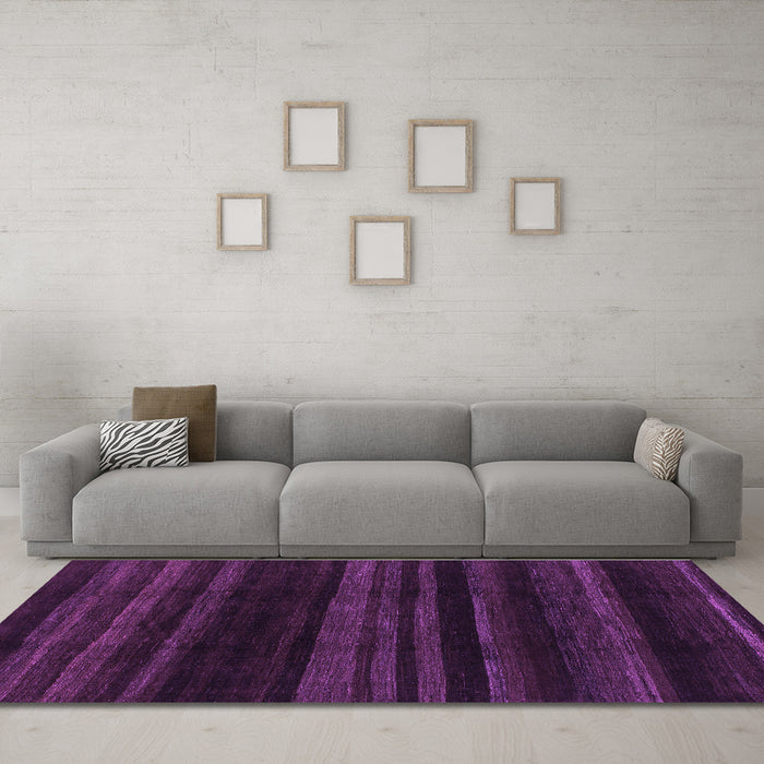 Machine Washable Abstract Purple Modern Area Rugs in a Living Room, wshabs1568pur
