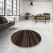 Round Abstract Dark Brown Modern Rug in a Office, abs1568