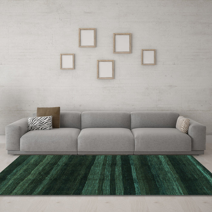 Machine Washable Abstract Turquoise Modern Area Rugs in a Living Room,, wshabs1568turq