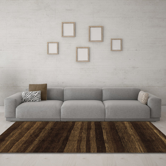 Machine Washable Abstract Brown Modern Rug in a Living Room,, wshabs1568brn