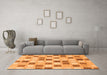 Machine Washable Checkered Orange Modern Area Rugs in a Living Room, wshabs1569org