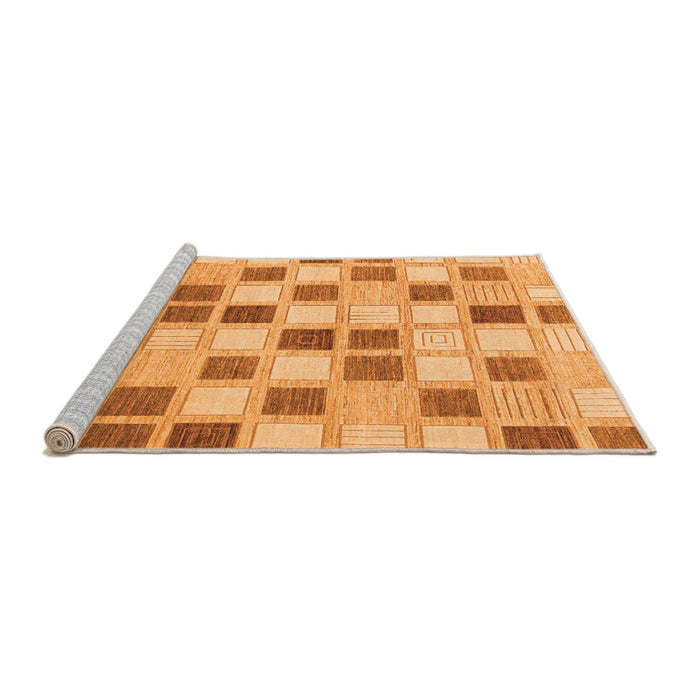 Sideview of Machine Washable Checkered Orange Modern Area Rugs, wshabs1569org