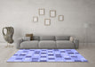 Machine Washable Checkered Blue Modern Rug in a Living Room, wshabs1569blu