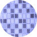 Round Checkered Blue Modern Rug, abs1569blu