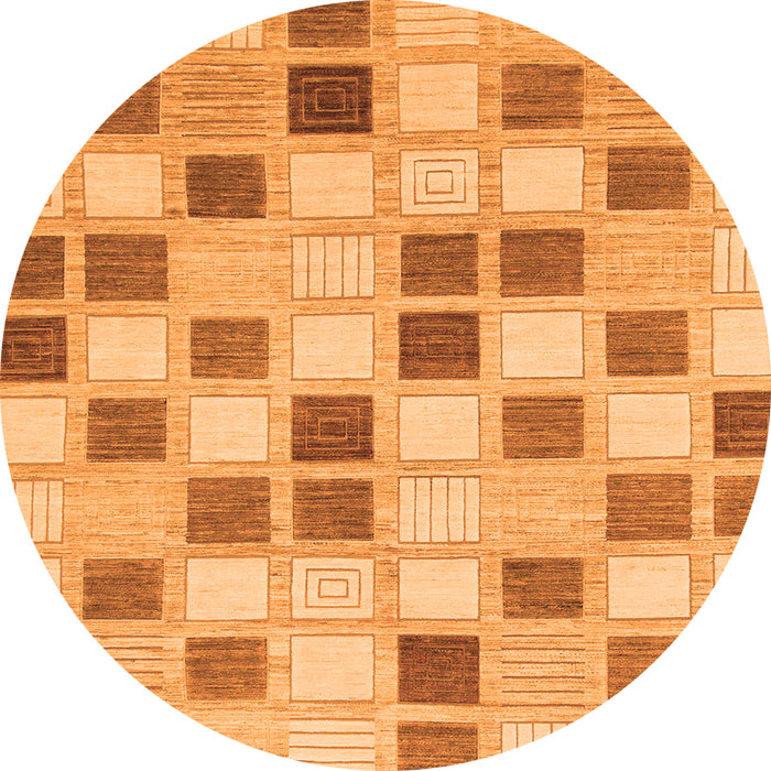 Round Machine Washable Checkered Orange Modern Area Rugs, wshabs1569org