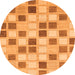 Round Machine Washable Checkered Orange Modern Area Rugs, wshabs1569org