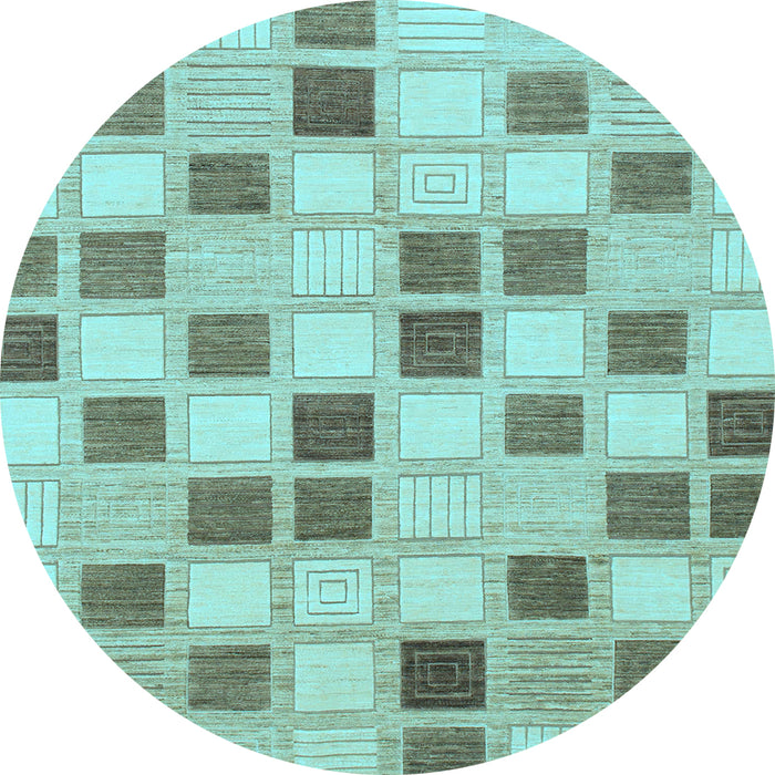 Round Checkered Light Blue Modern Rug, abs1569lblu