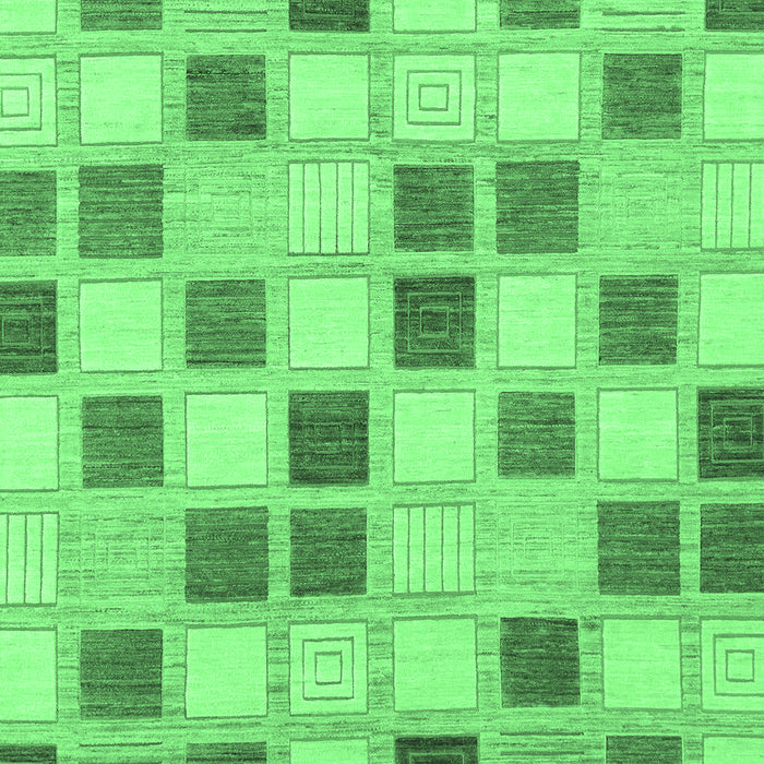 Machine Washable Checkered Emerald Green Modern Area Rugs, wshabs1569emgrn