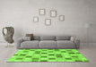 Machine Washable Checkered Green Modern Area Rugs in a Living Room,, wshabs1569grn