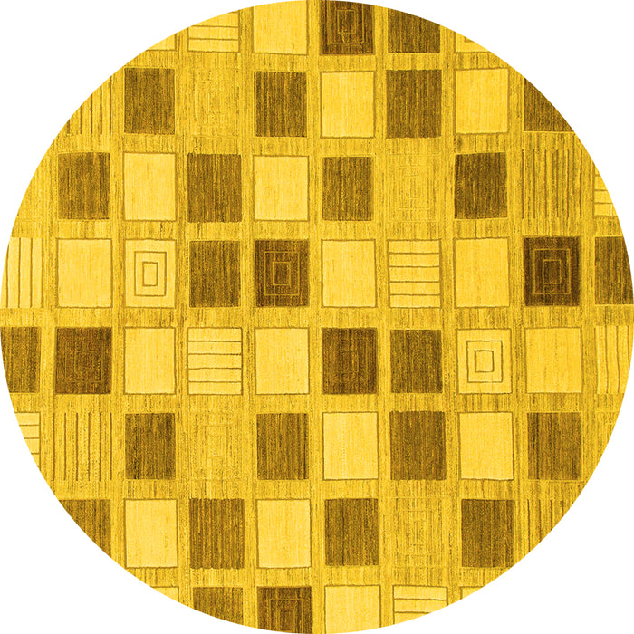 Round Checkered Yellow Modern Rug, abs1569yw
