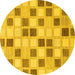 Round Checkered Yellow Modern Rug, abs1569yw