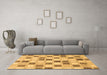 Machine Washable Checkered Brown Modern Rug in a Living Room,, wshabs1569brn