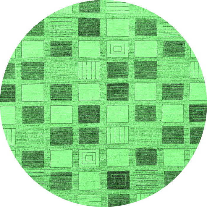 Round Checkered Emerald Green Modern Rug, abs1569emgrn