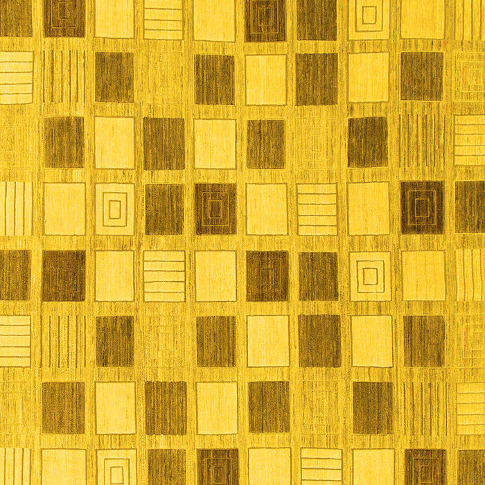 Square Checkered Yellow Modern Rug, abs1569yw