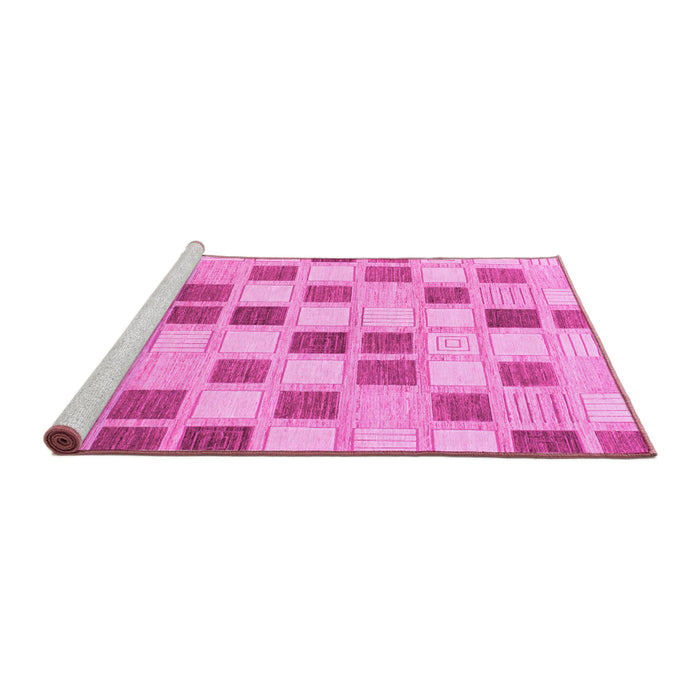 Sideview of Machine Washable Checkered Pink Modern Rug, wshabs1569pnk